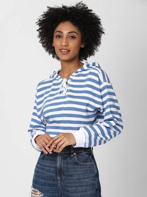 forever 21 blue & white striped sweatshirt