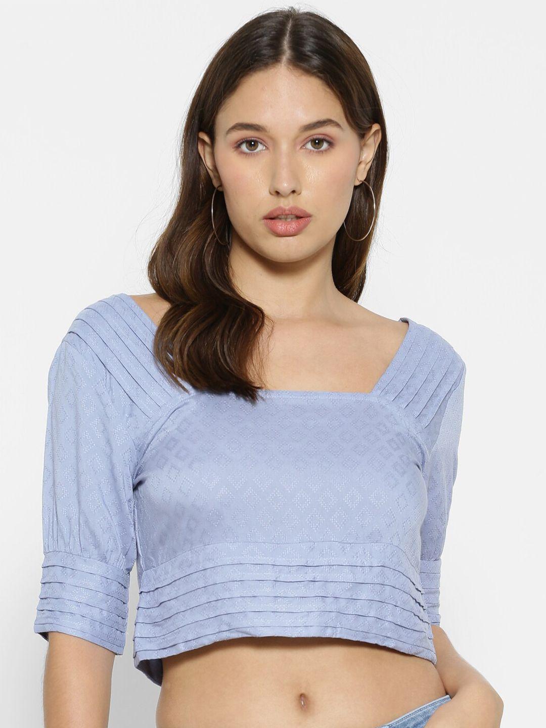 forever 21 blue blouson crop top