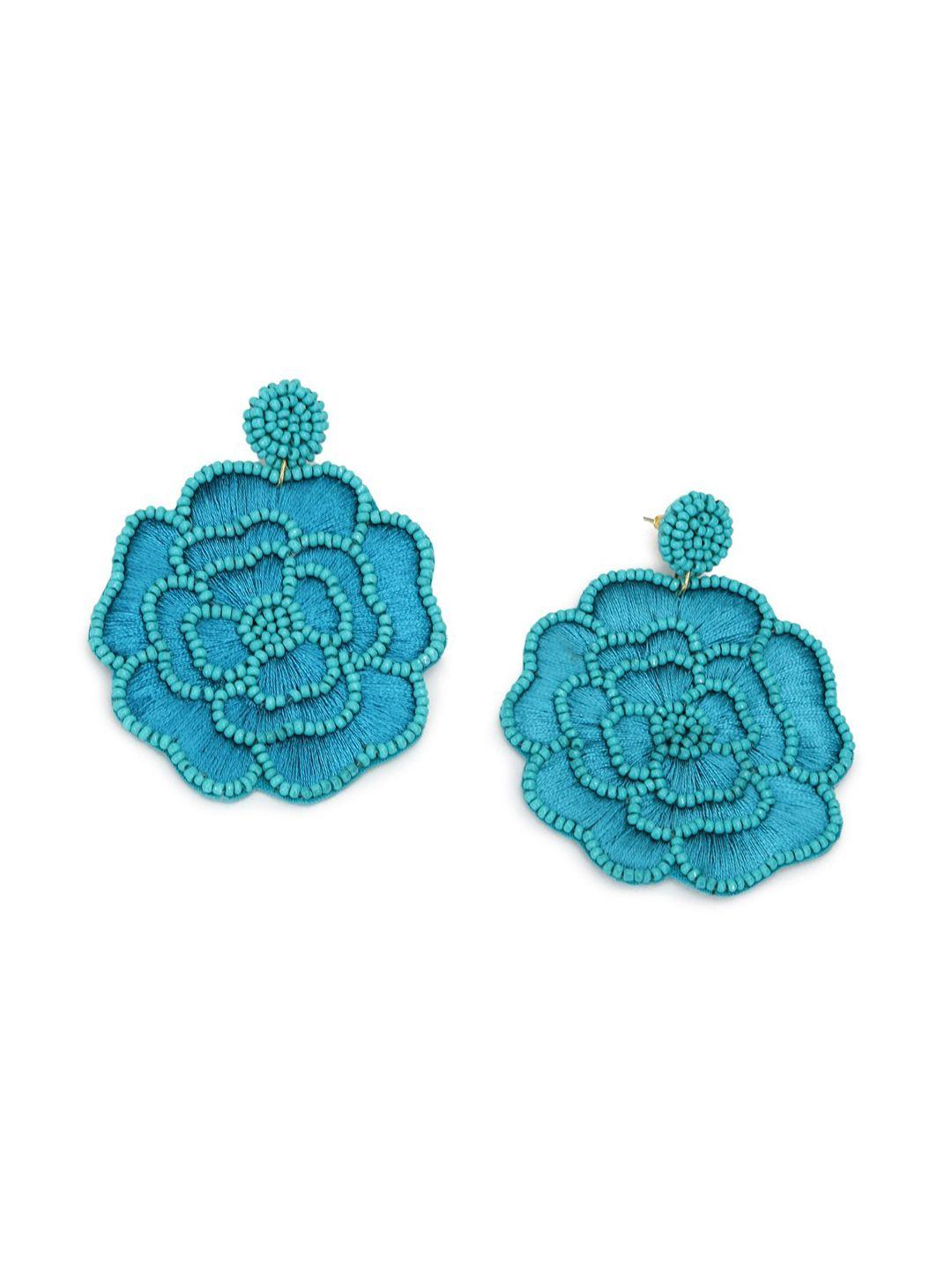 forever 21 blue contemporary floral drop earrings