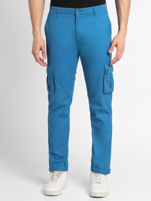 forever 21 blue cotton regular fit cargos