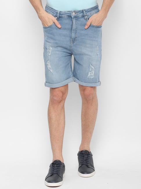 forever 21 blue cotton regular fit shorts