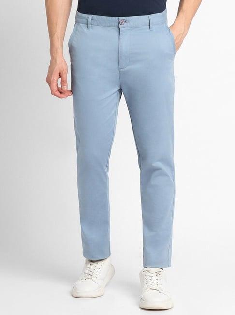 forever 21 blue cotton regular fit trousers