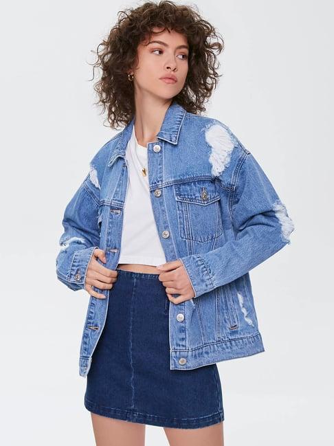 forever 21 blue distressed jacket