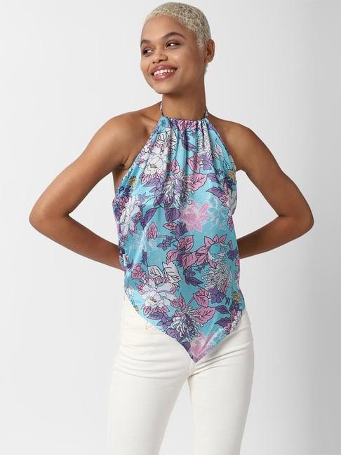 forever 21 blue floral print top