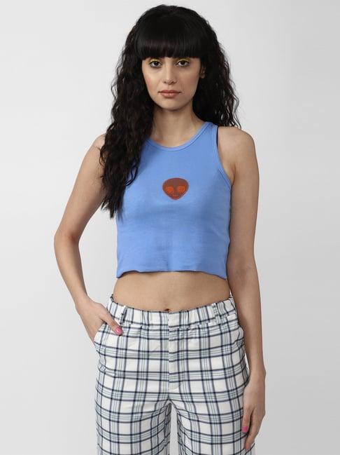 forever 21 blue graphic crop top