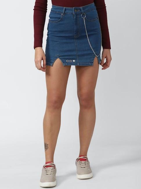 forever 21 blue mini skirt