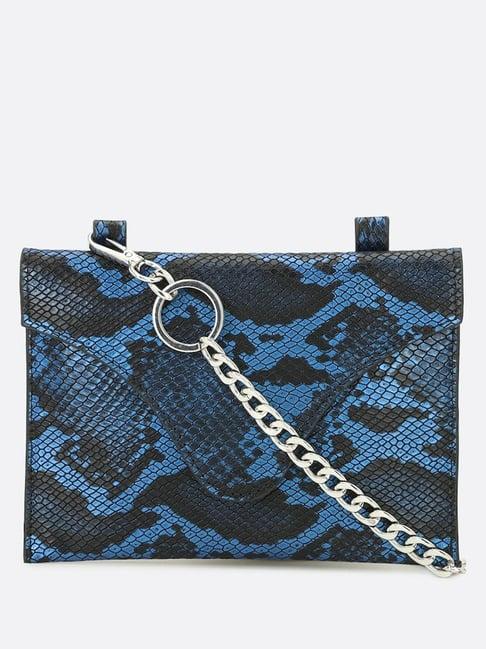 forever 21 blue polyester textured sling handbag