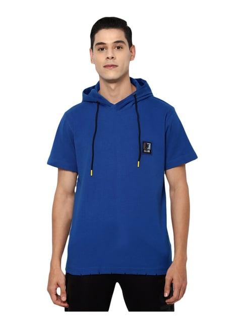 forever 21 blue regular fit hooded t-shirt