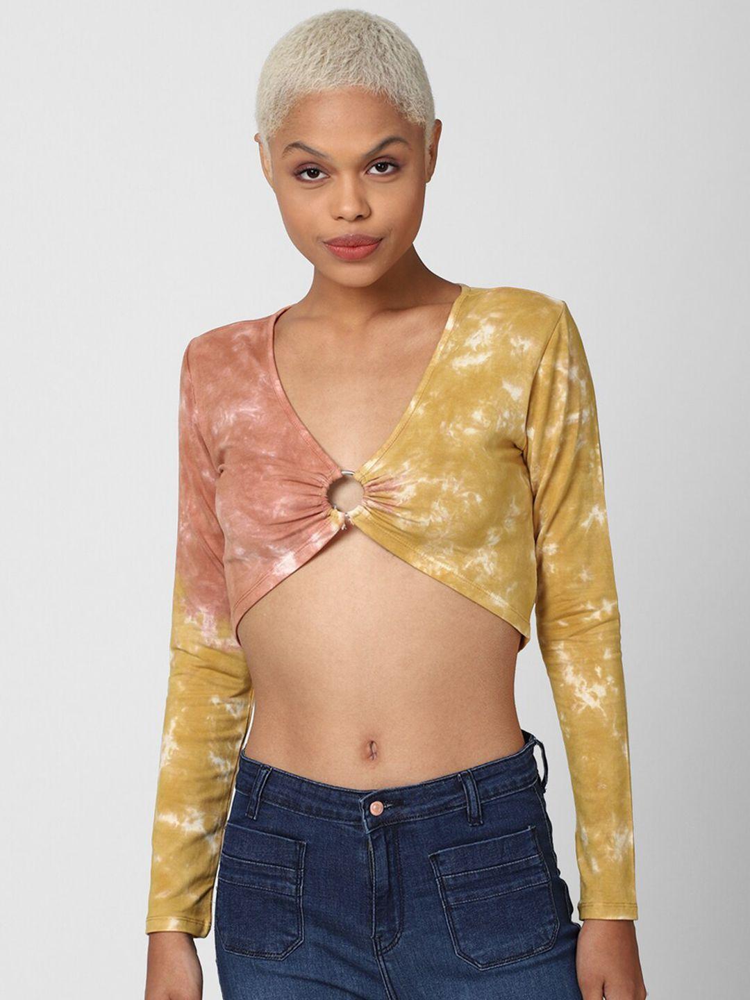 forever 21 brown abstract print crop top