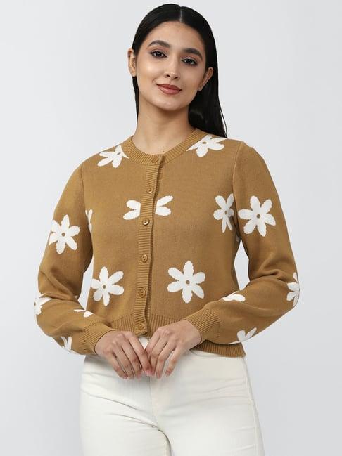 forever 21 brown round neck cardigan