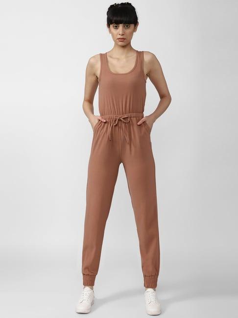 forever 21 brown sleeveless jumpsuit