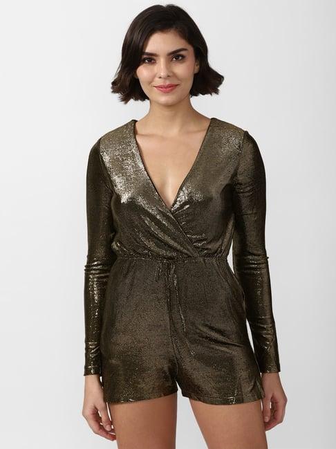 forever 21 brown textured playsuit