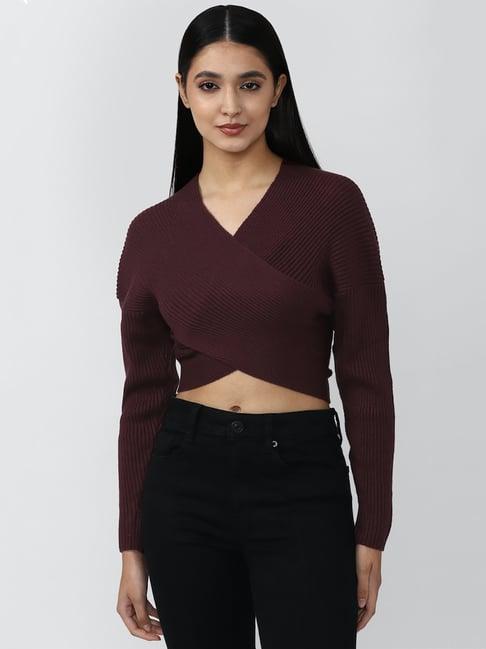 forever 21 brown v neck sweater