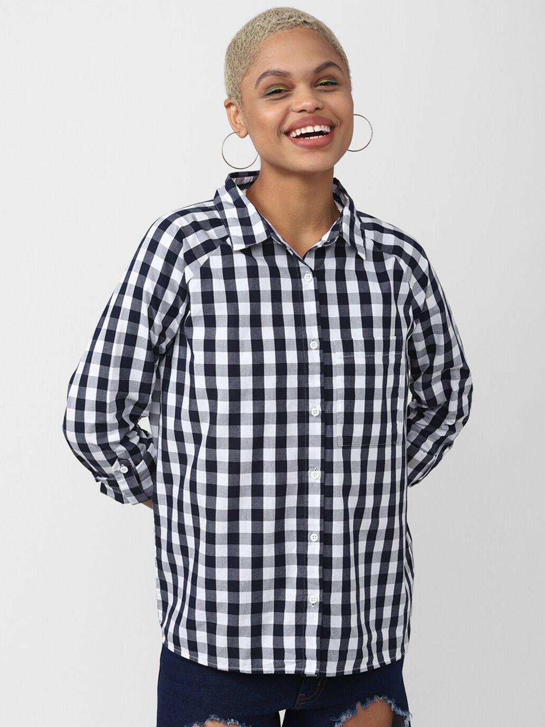 forever 21 checked monochrome shirt style pure cotton top