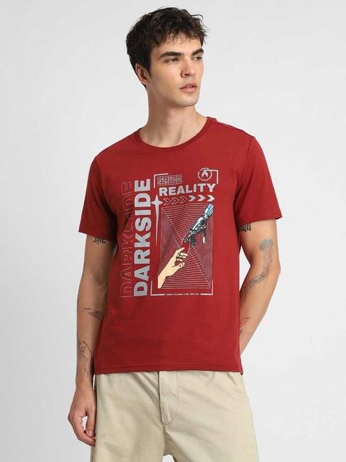 forever 21 cherry red regular fit graphic print crew t-shirt