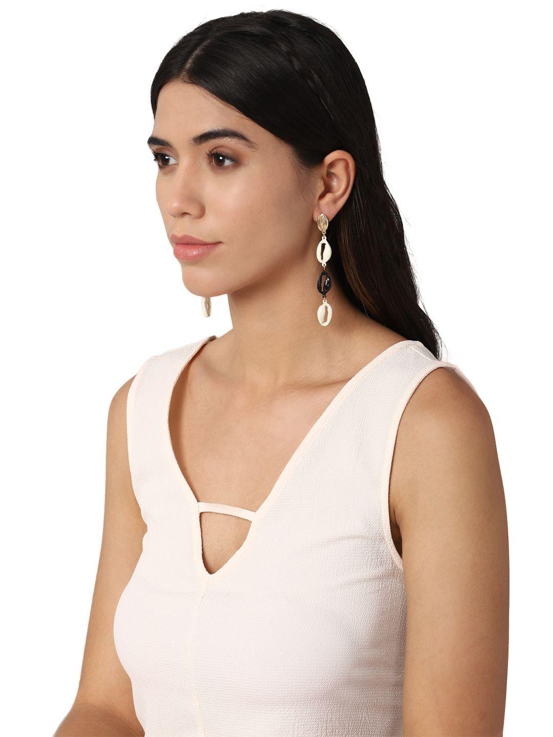 forever 21 cream-coloured contemporary drop earrings