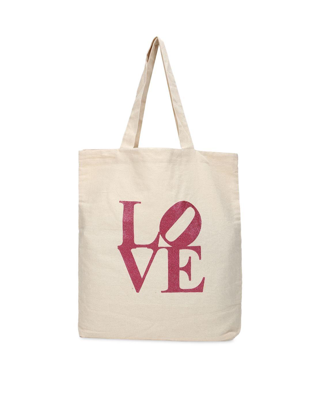 forever 21 cream-coloured printed shopper tote bag