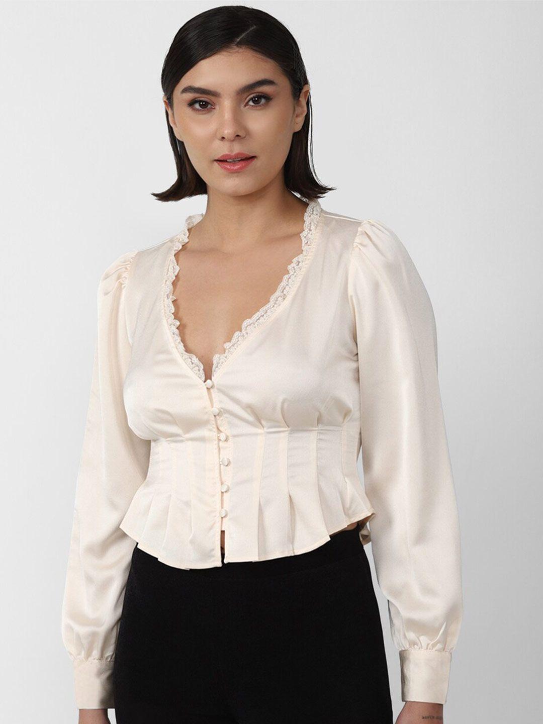 forever 21 cream-coloured shirt style top