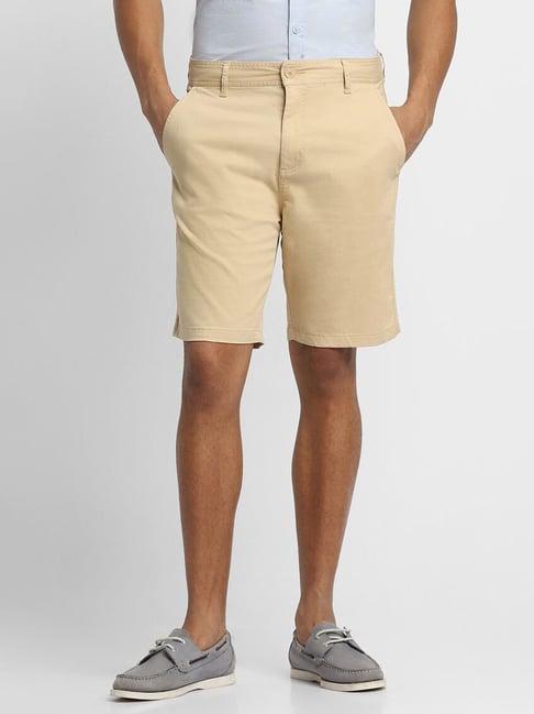 forever 21 cream regular fit shorts