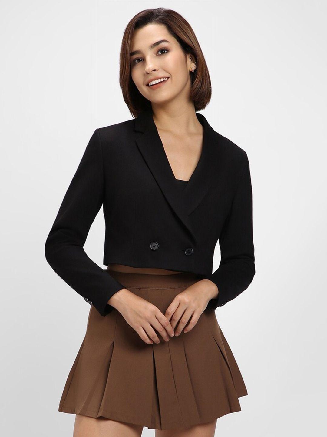 forever 21 double-breasted notched lapel crop blazers