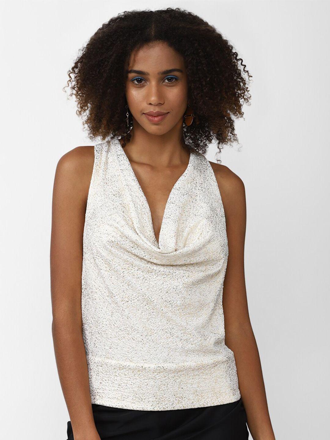 forever 21 embellished cowl neck styled back top