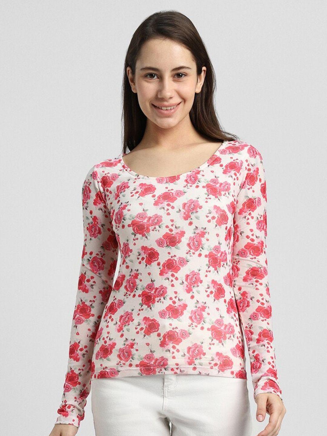 forever 21 floral printed round neck regular top