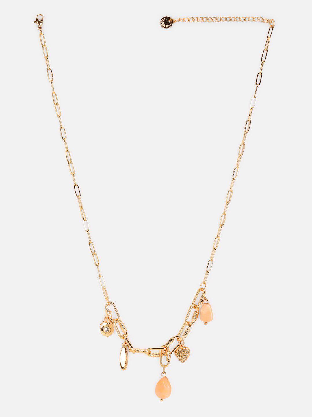 forever 21 gold-plated stone-studded necklace