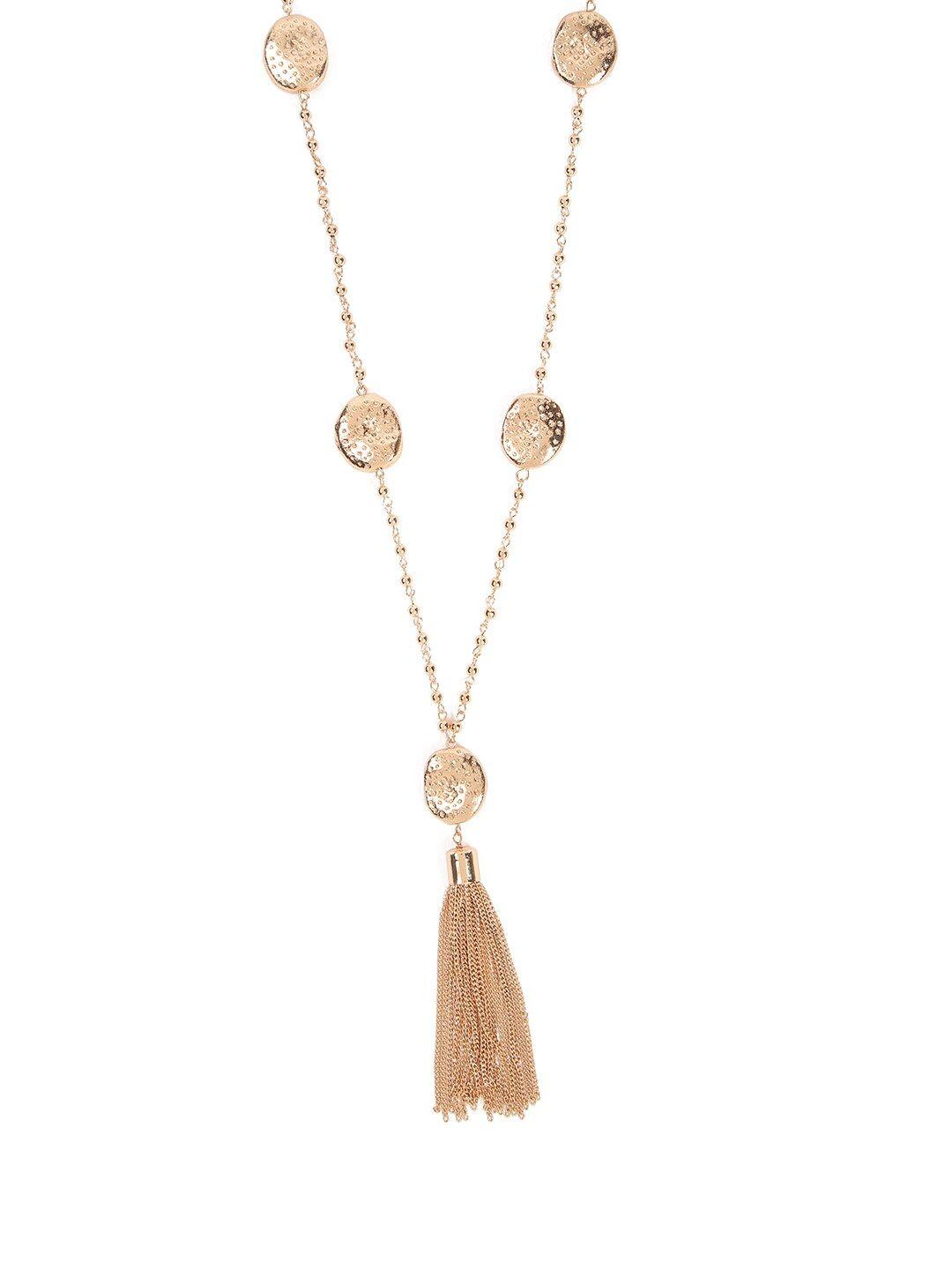 forever 21 gold-toned metal tasselled necklace