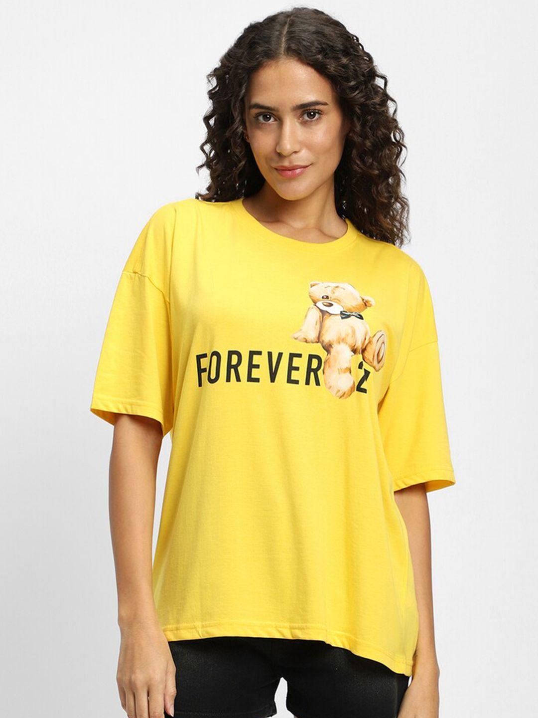 forever 21 graphic printed round neck short sleeve cotton t-shirt