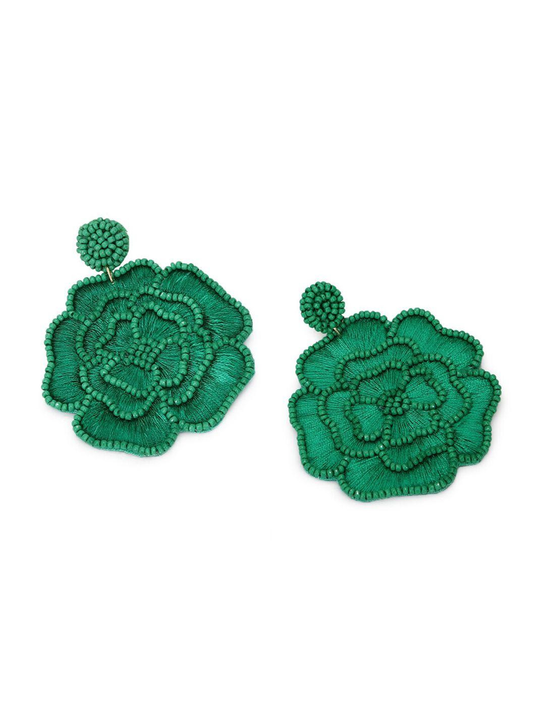 forever 21 green contemporary floral drop earrings