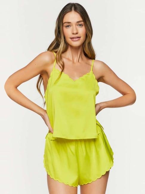 forever 21 green cotton camisole shorts set