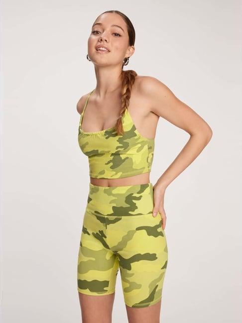 forever 21 green cotton printed sports bra