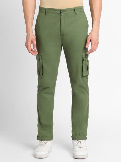 forever 21 green cotton regular fit cargos