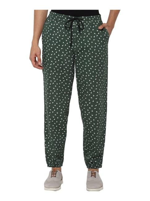 forever 21 green cotton regular fit printed joggers