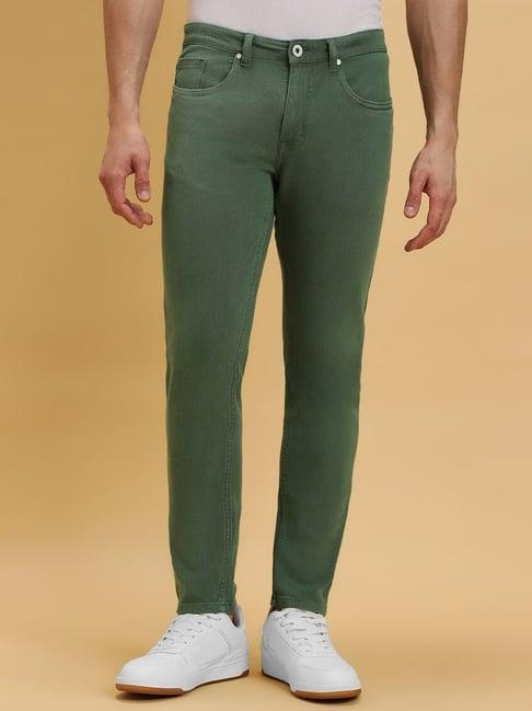 forever 21 green cotton skinny fit jeans