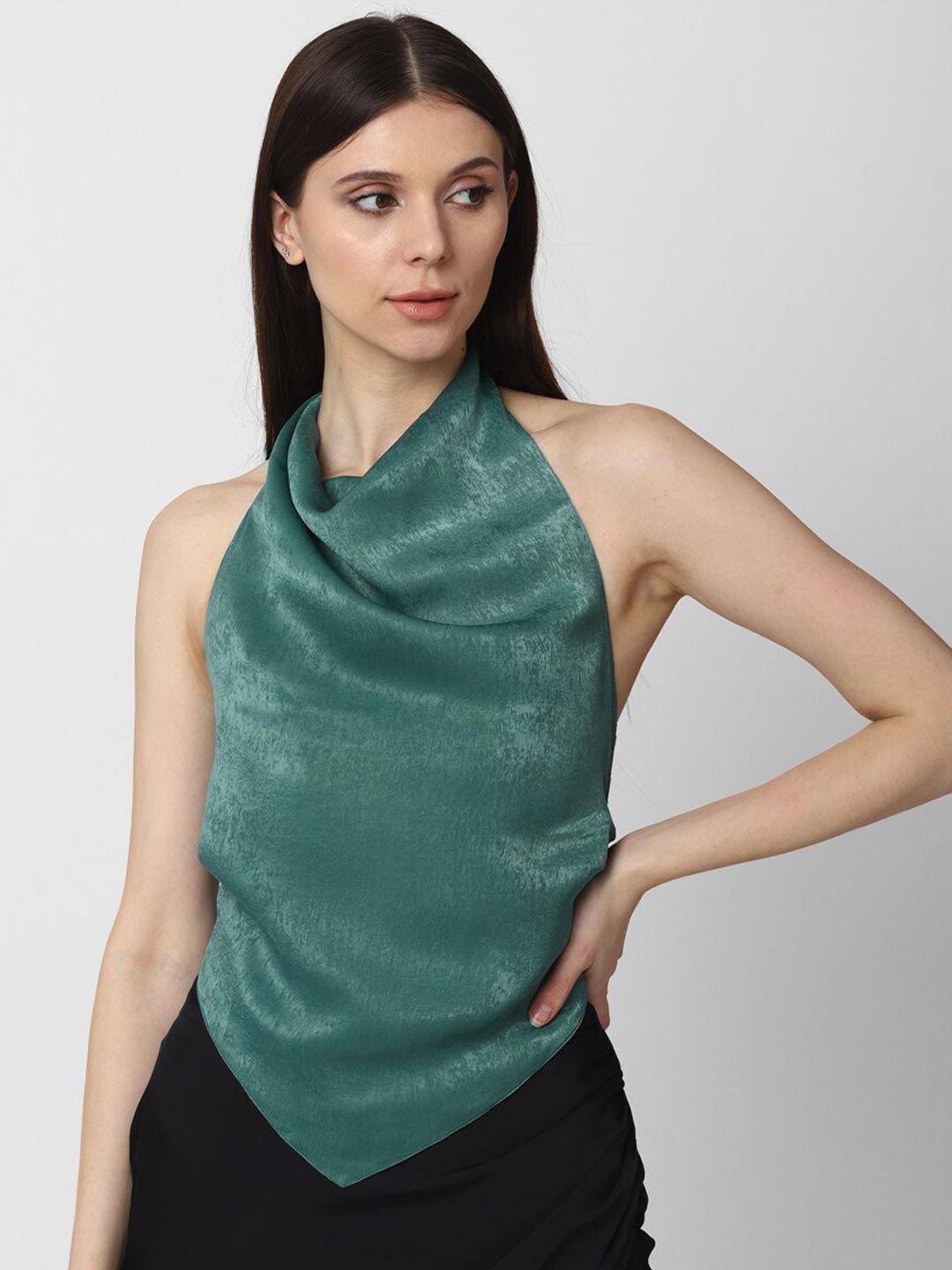 forever 21 green cowl neck top