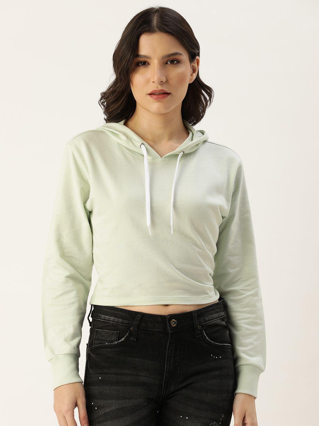 forever 21 green crop hooded top