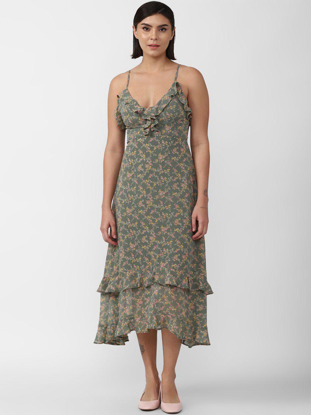 forever 21 green floral a-line maxi dress