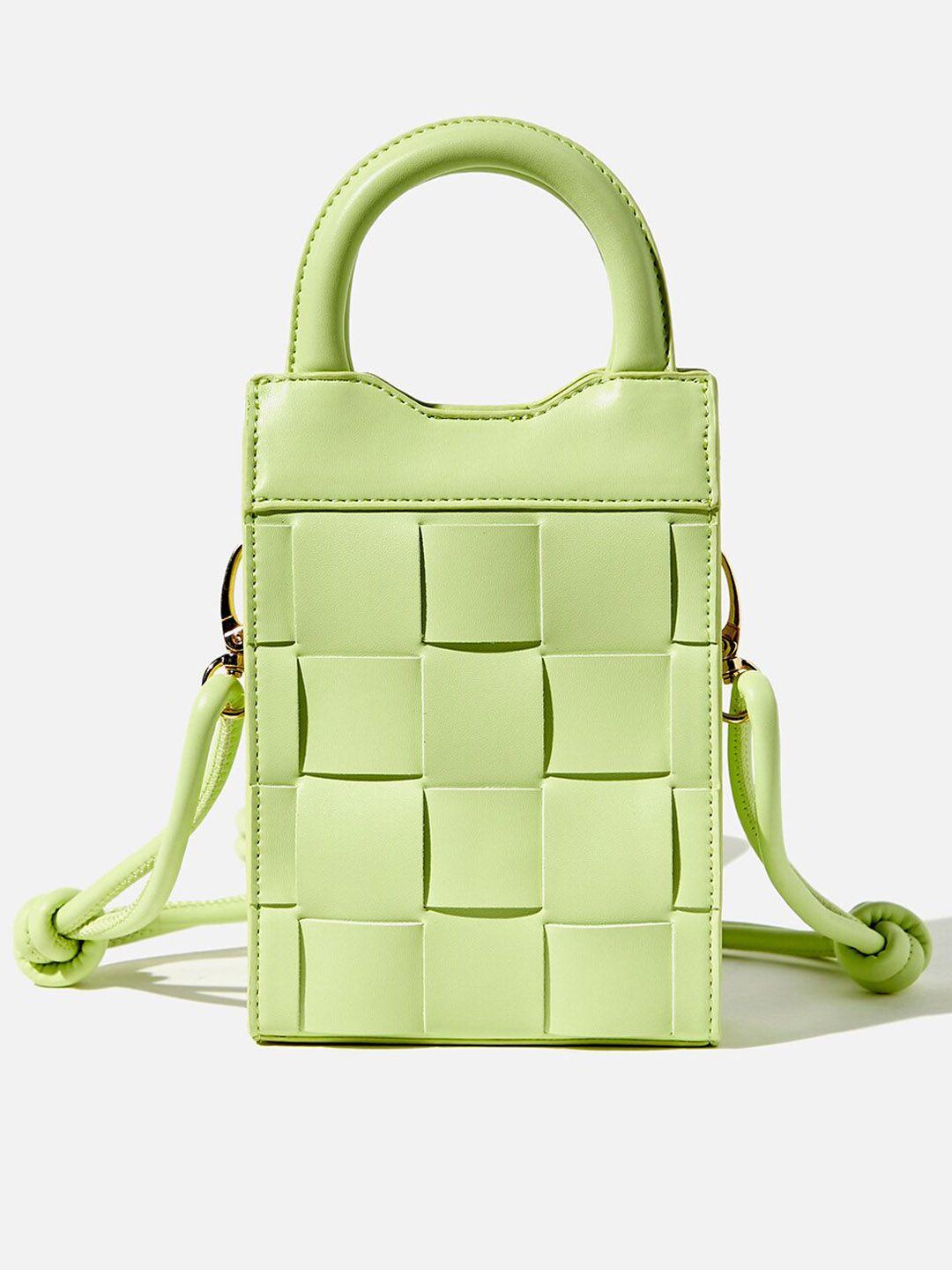 forever 21 green geometric textured pu structured handheld bag