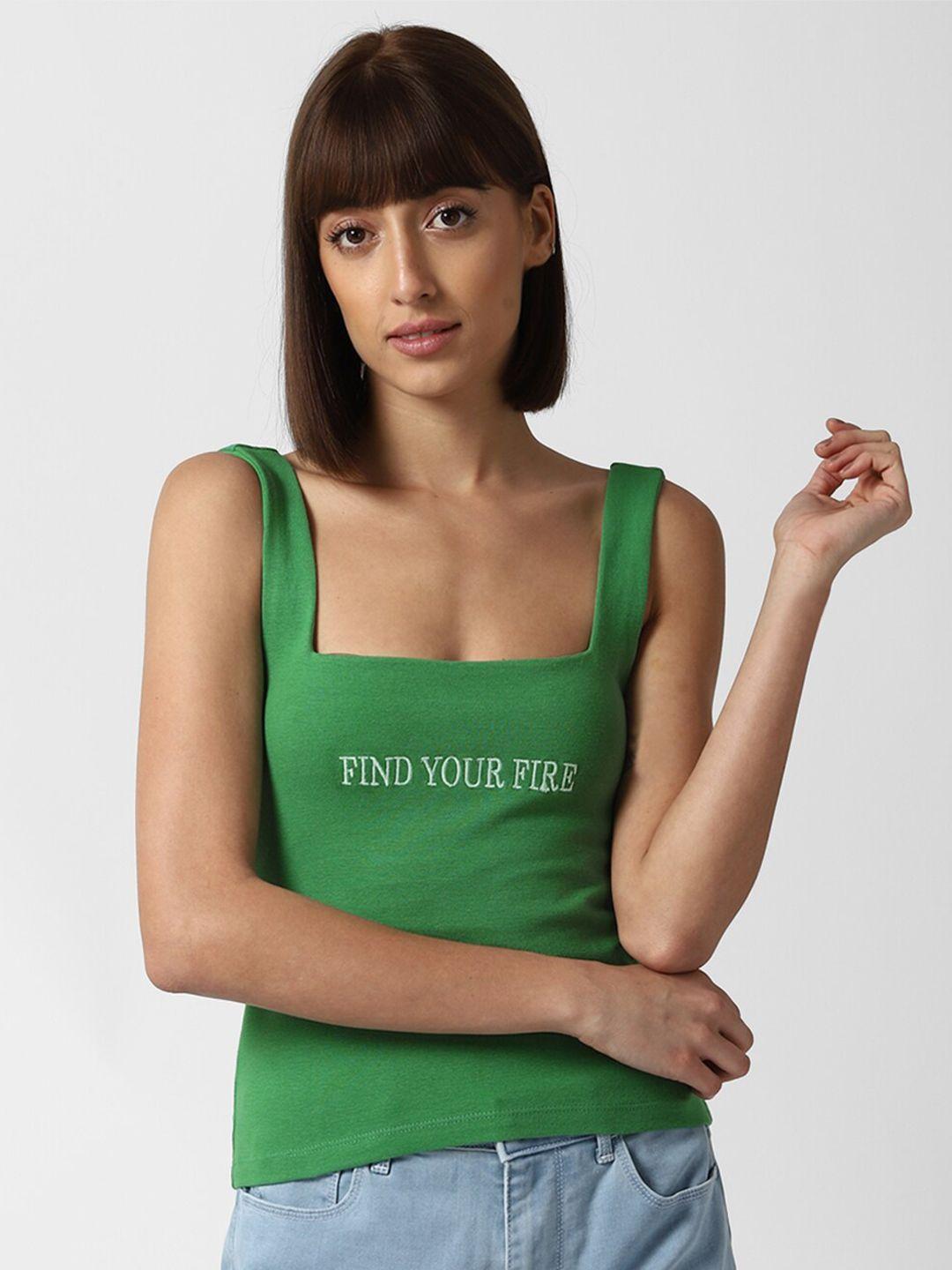 forever 21 green graphic  regular top