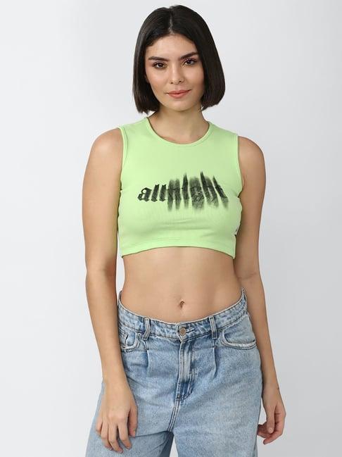 forever 21 green graphic print tank top