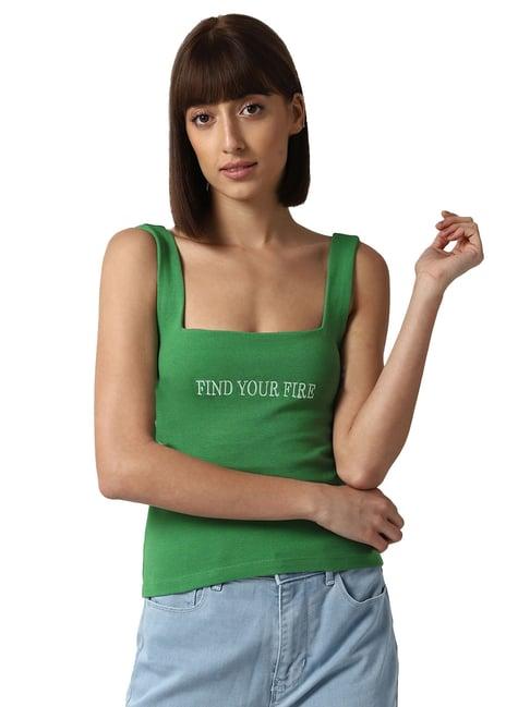 forever 21 green graphic print top