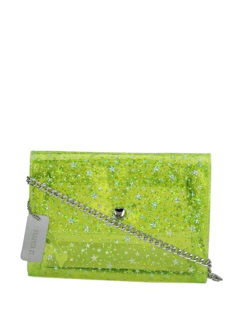 forever 21 green printed medium sling handbag