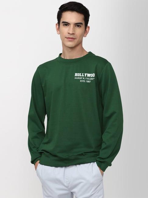 forever 21 green printed sweatshirt