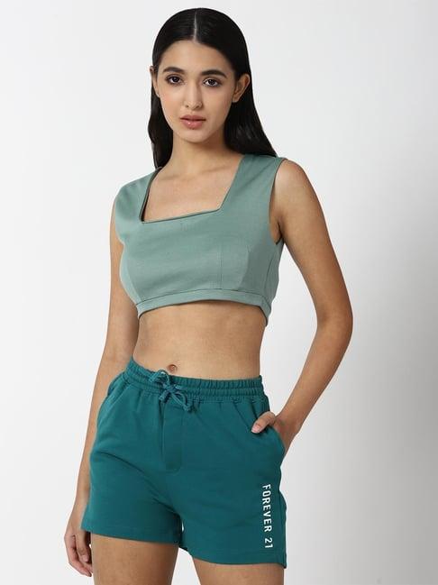 forever 21 green regular fit crop top