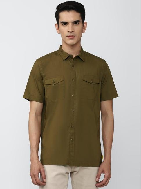 forever 21 green regular fit shirt