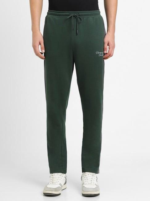 forever 21 green regular fit striped trackpants