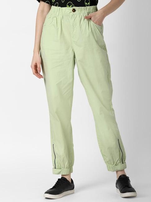 forever 21 green tapered fit trousers