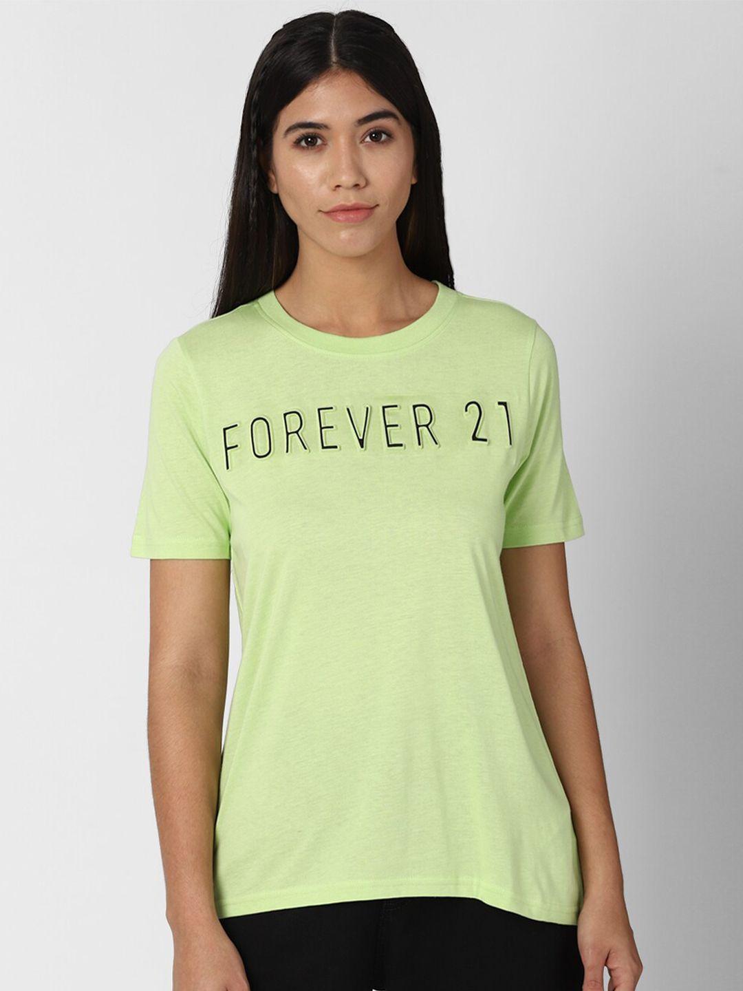 forever 21 green typography print regular top