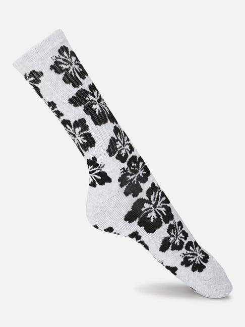 forever 21 grey & black floral socks